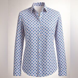 J. Crew Blue and White Heart Pattern Shirt